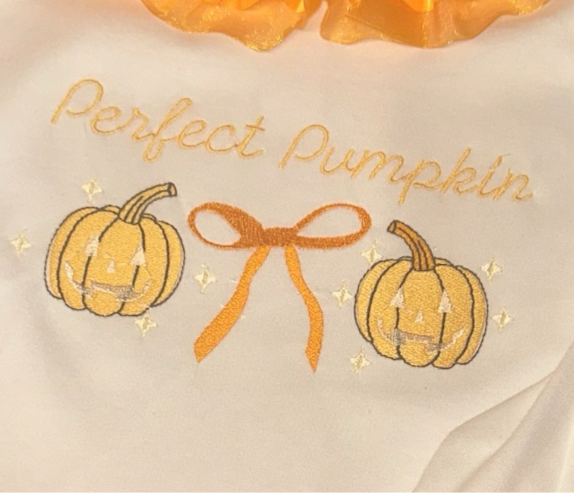 Halloween orange trim baby sleep suit