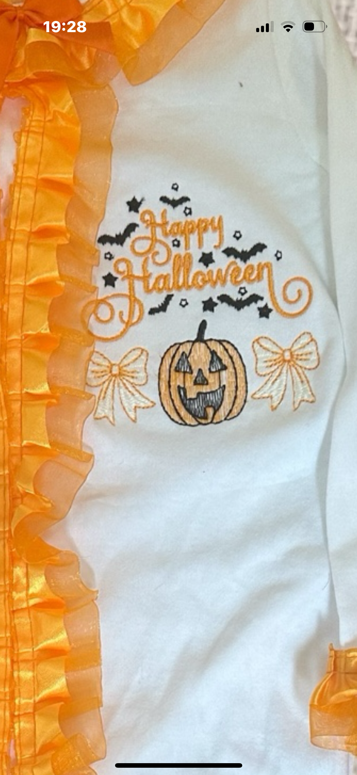 Halloween orange trim baby sleep suit