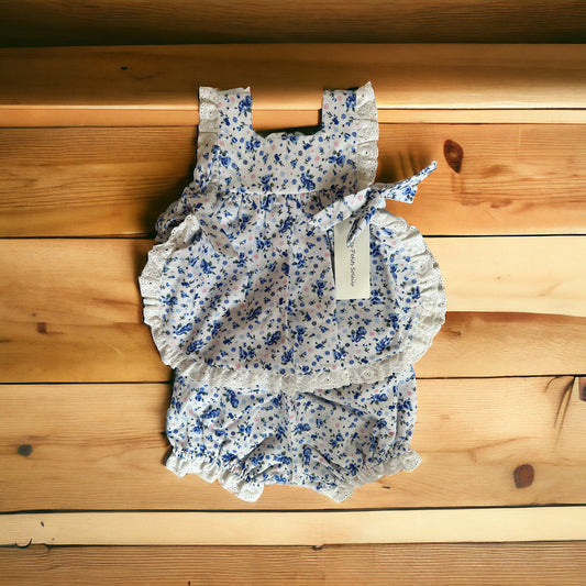 Blue floral pinafore sets