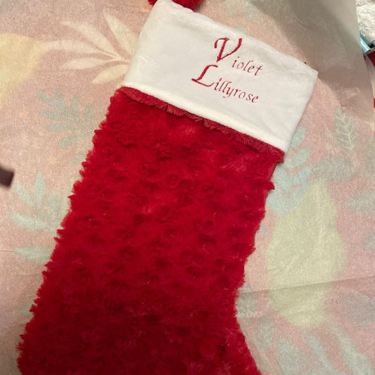 Plush Embroidered christmas stocking