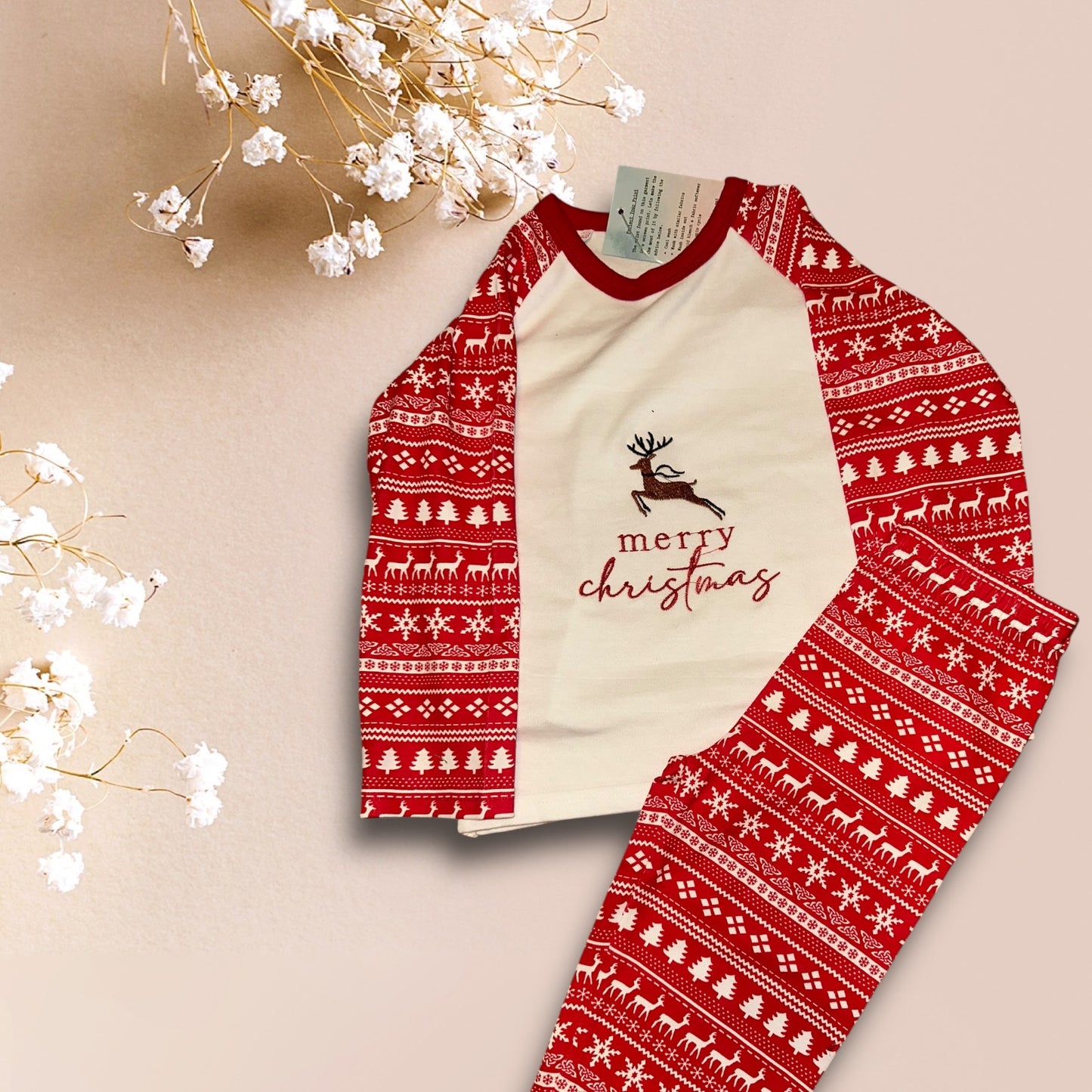 Kids Merry christmas fair isle red