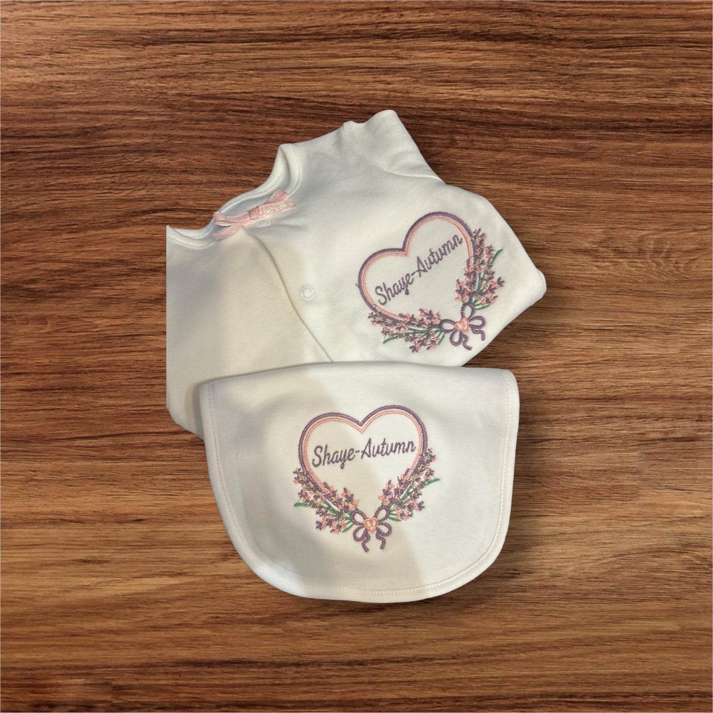 Personalised baby grow and bibs sets