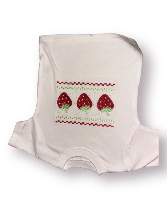 Faux smocked strawberry t shirts