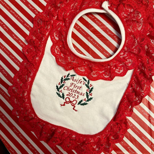 Frilly christmas bibs