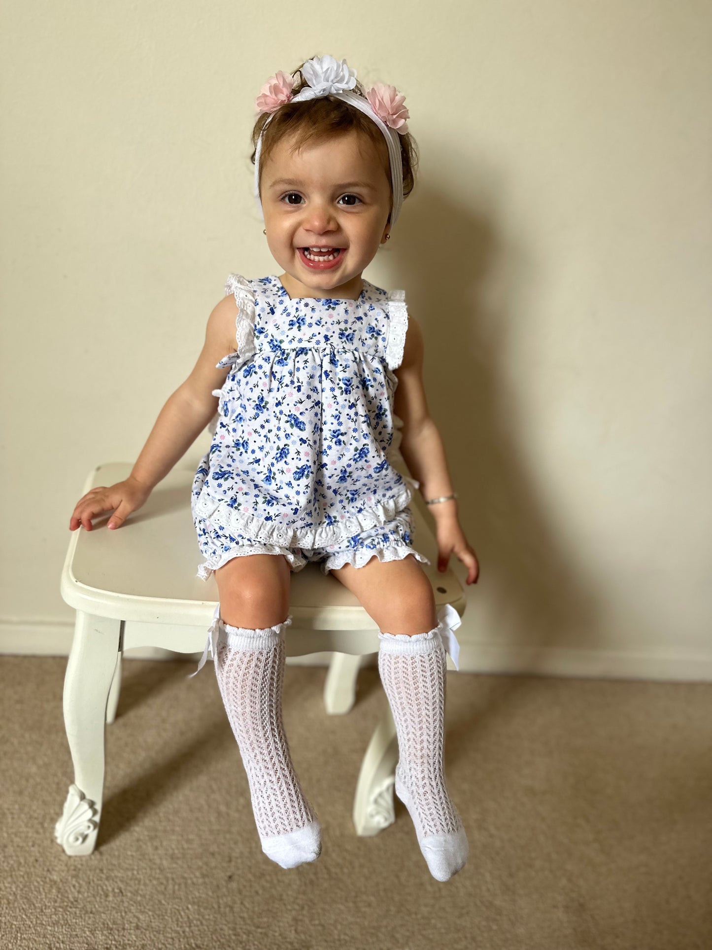 Blue floral pinafore sets