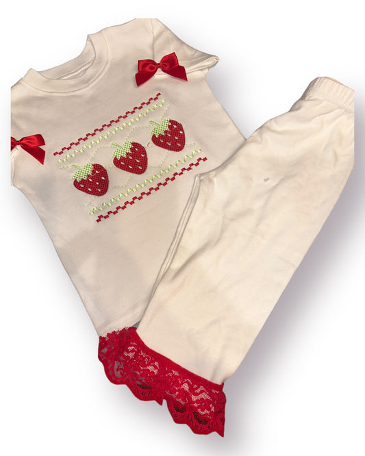 Faux smocked strawberry sets