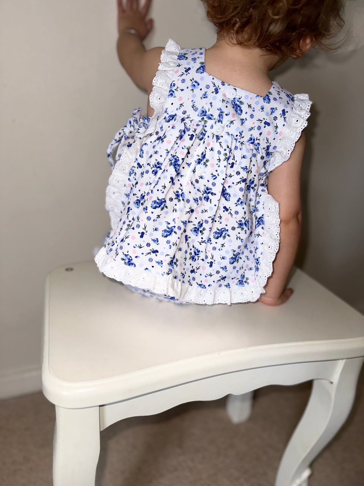 Blue floral pinafore sets