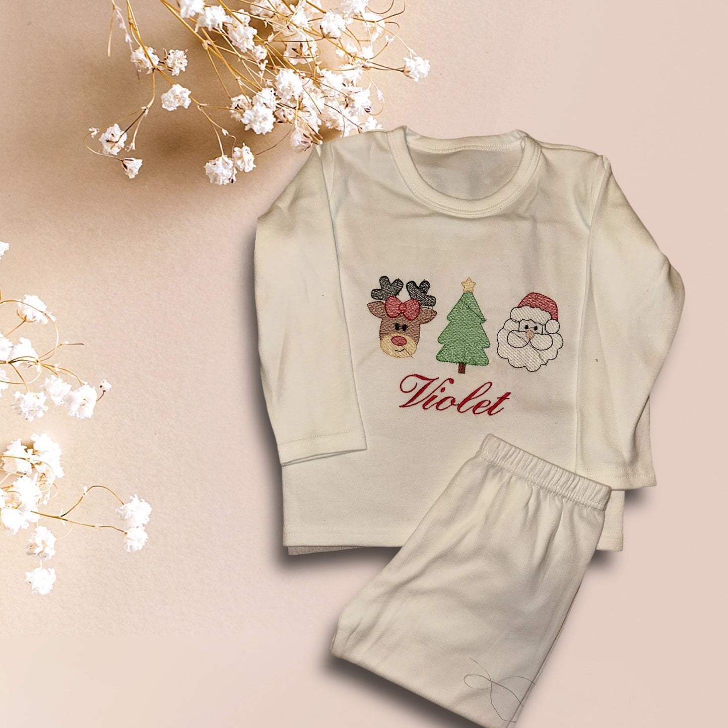 Plain white rudolph design christmas pyjamas