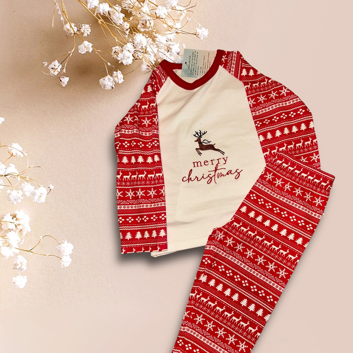 Kids Merry christmas fair isle red