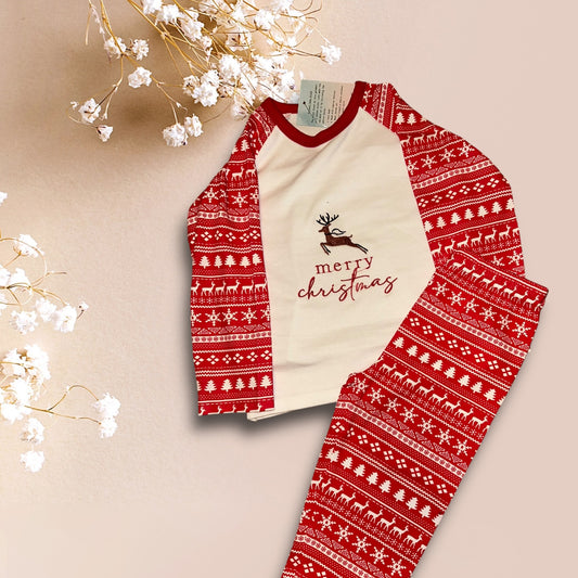 Kids Merry christmas fair isle red