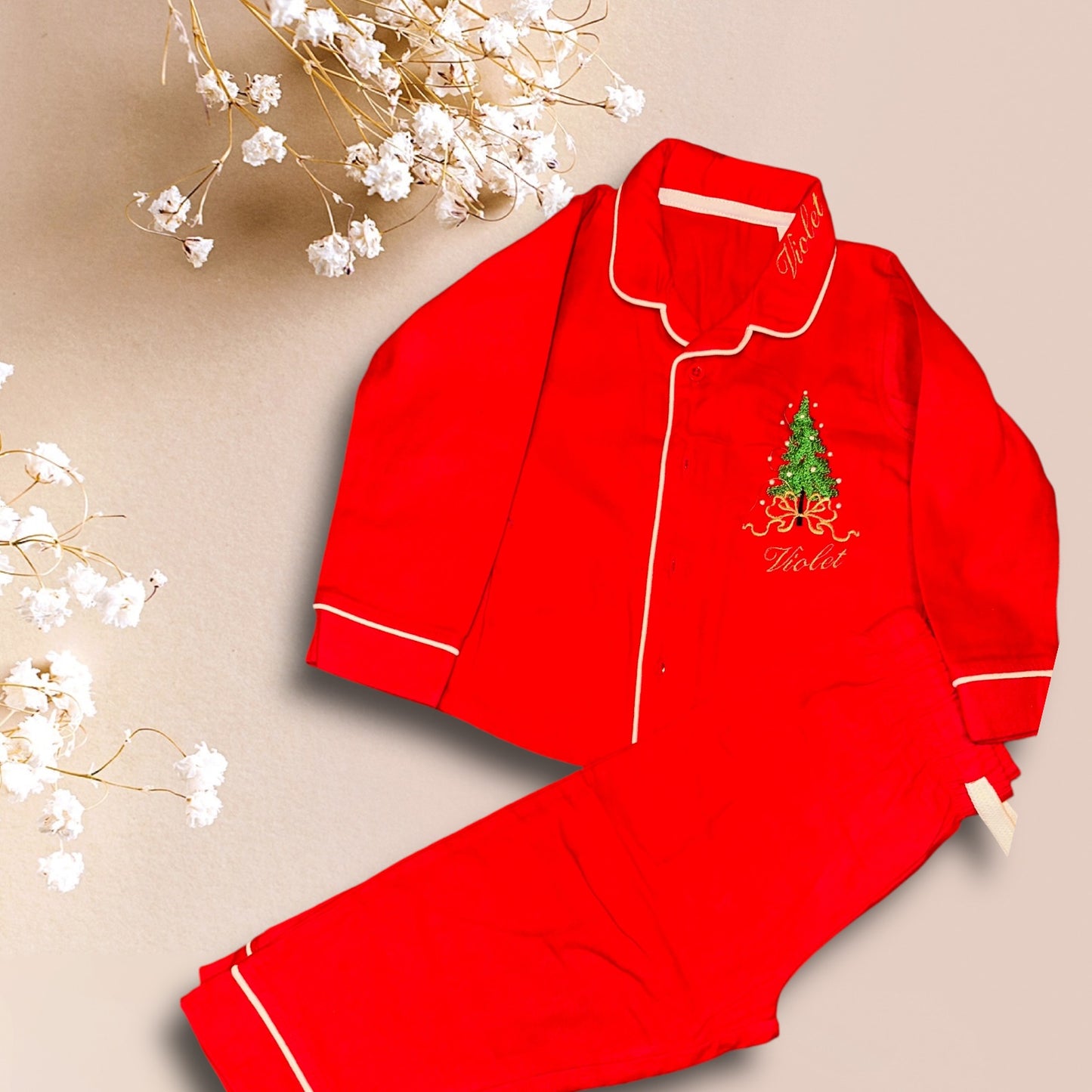 kids Brush cotton  christmas tree pyjamas